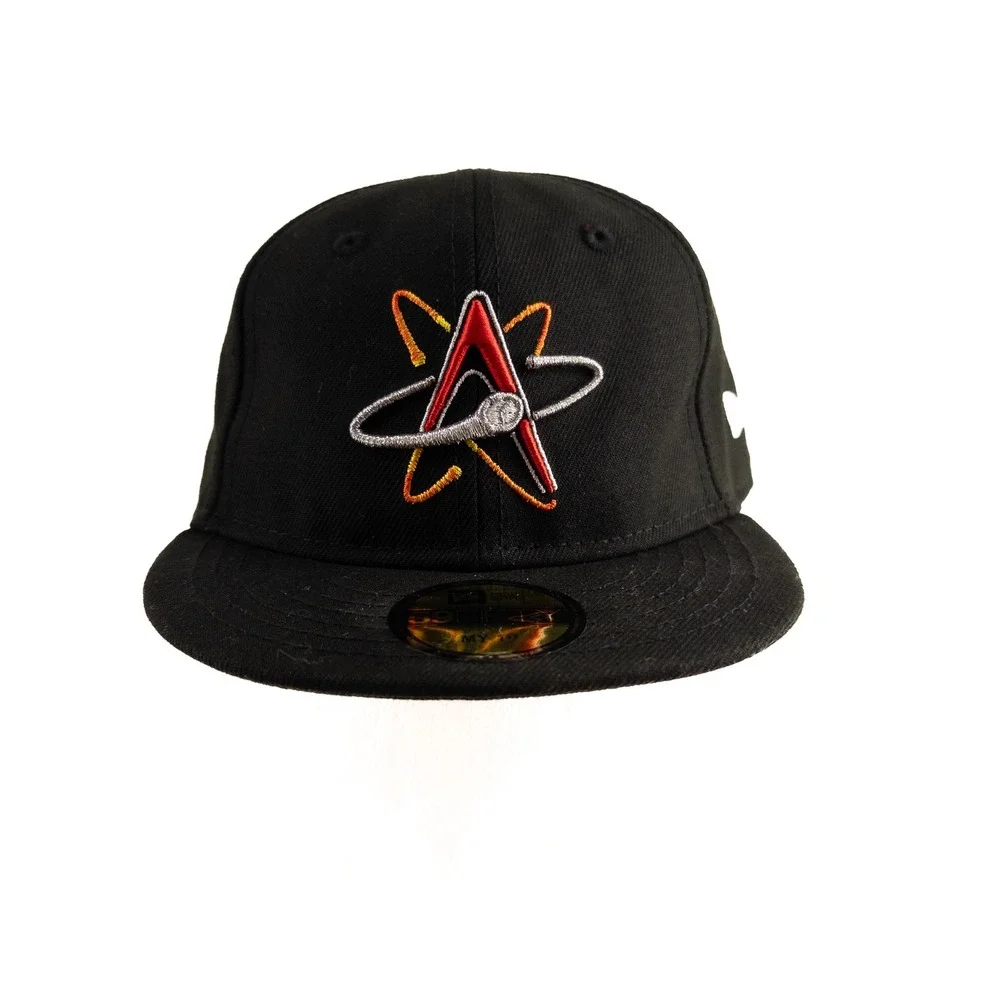New Era Infant Isotopes Baseball Cap Black Atomic Logo Fitted Sz 6 Minor League